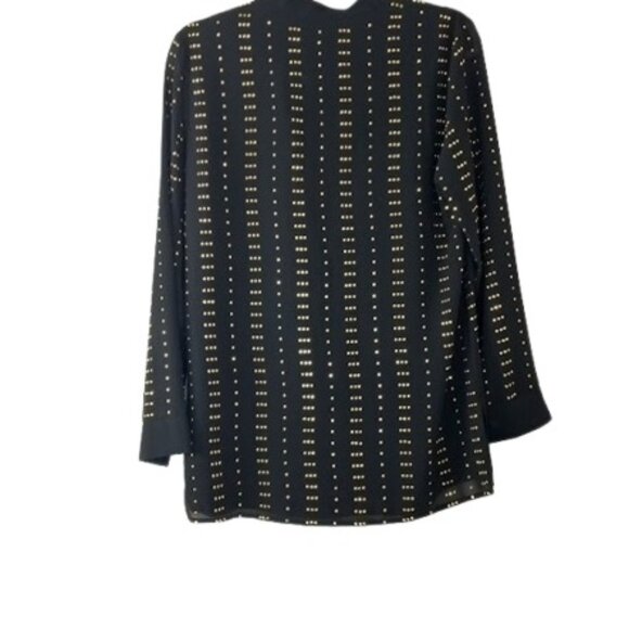 MICHAEL Michael Kors Womens Blouse Black Gold Studded V Neck M - Picture 3 of 3